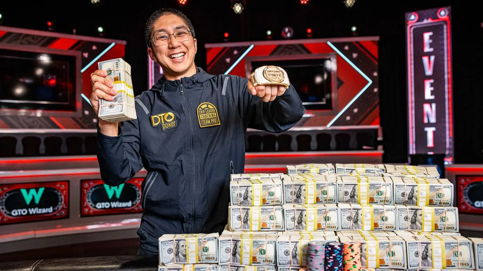 Jonathan Tamayo winning the $10 million prize on the WSOP Main Event final table